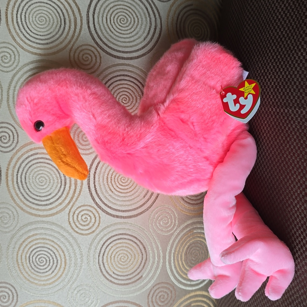 Pinky 🦩Ty Flamingo Bird🦩 Lg Plush Beanie Buddy🦩Kids Toy Rare Collectible, NWT - Picture 8 of 11